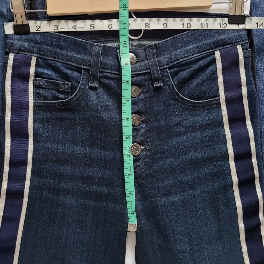 Veronica Beard Jeans Carolyn High Waist Side Tux Stripe Baby Bell 24 - Picture 9 of 12